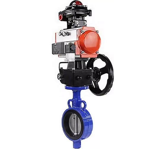 Изображение товара Затвор DN.ru AL-316L-EPDM Ду32 Ру16 с пневмоприводом, пневмораспределителем, БКВ, дублером D050-11218