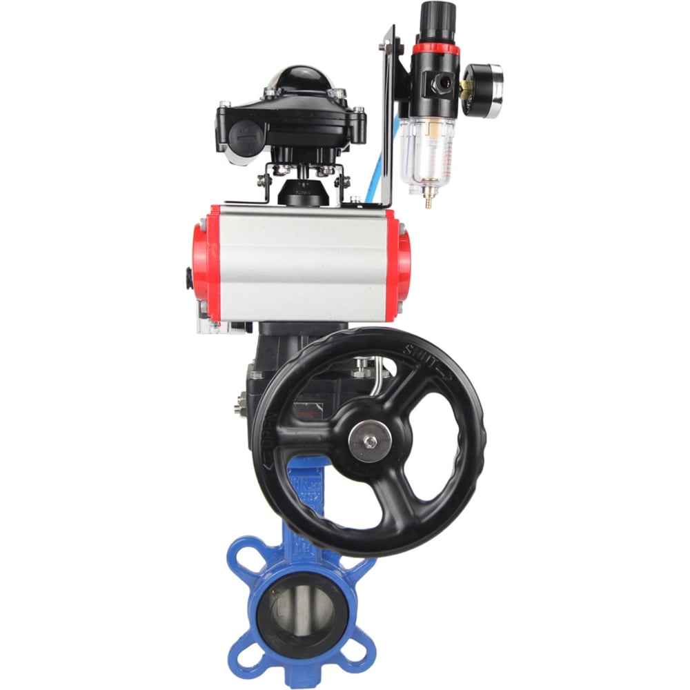 Изображение товара Затвор DN.ru GG25-316L-NBR Ду100 Ру16 пневмопривод, дисковый, профессиональный