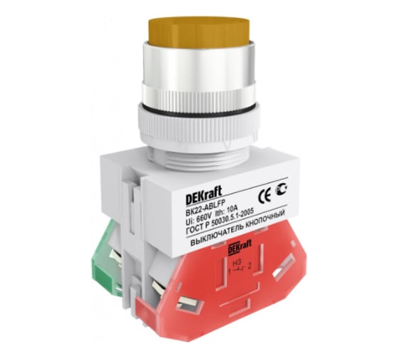 Изображение товара Кнопочный выключатель Dekraft ВК22-ABLFP-YEL 25021DEK
