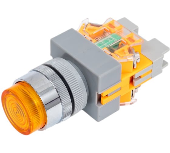 Изображение товара Кнопочный выключатель Dekraft ВК22-ABLFP-YEL-LED 25028DEK