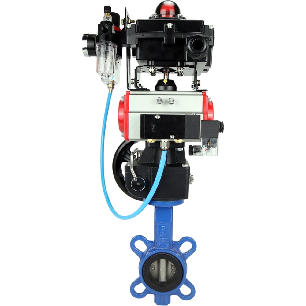 Изображение товара Затвор DN.ru GG25-316L-NBR Ду100 Ру16 с пневмоприводом и дублером