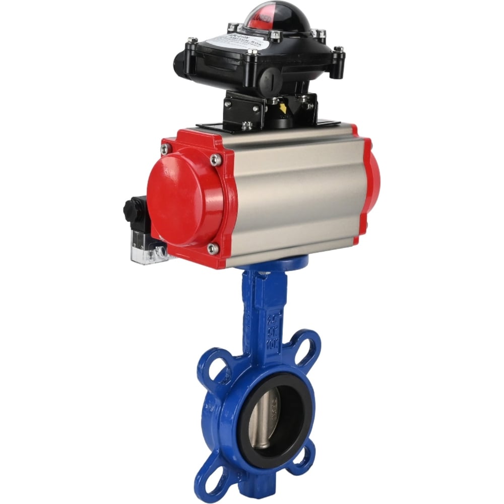 Изображение товара Затвор DN.ru GG25-316L-NBR Ду100 Ру16 с пневмоприводом дисковый профессиональный