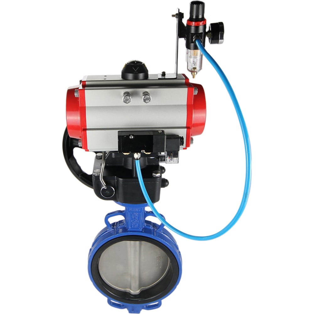 Изображение товара Затвор DN.ru GG25-316L-NBR Ду125 Ру16 с пневмоприводом и дублером