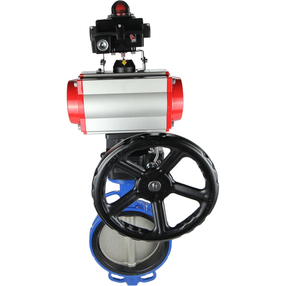 Изображение товара Затвор DN.ru GG25-316L-NBR Ду125 Ру16 с пневмоприводом и дисковым дизайном