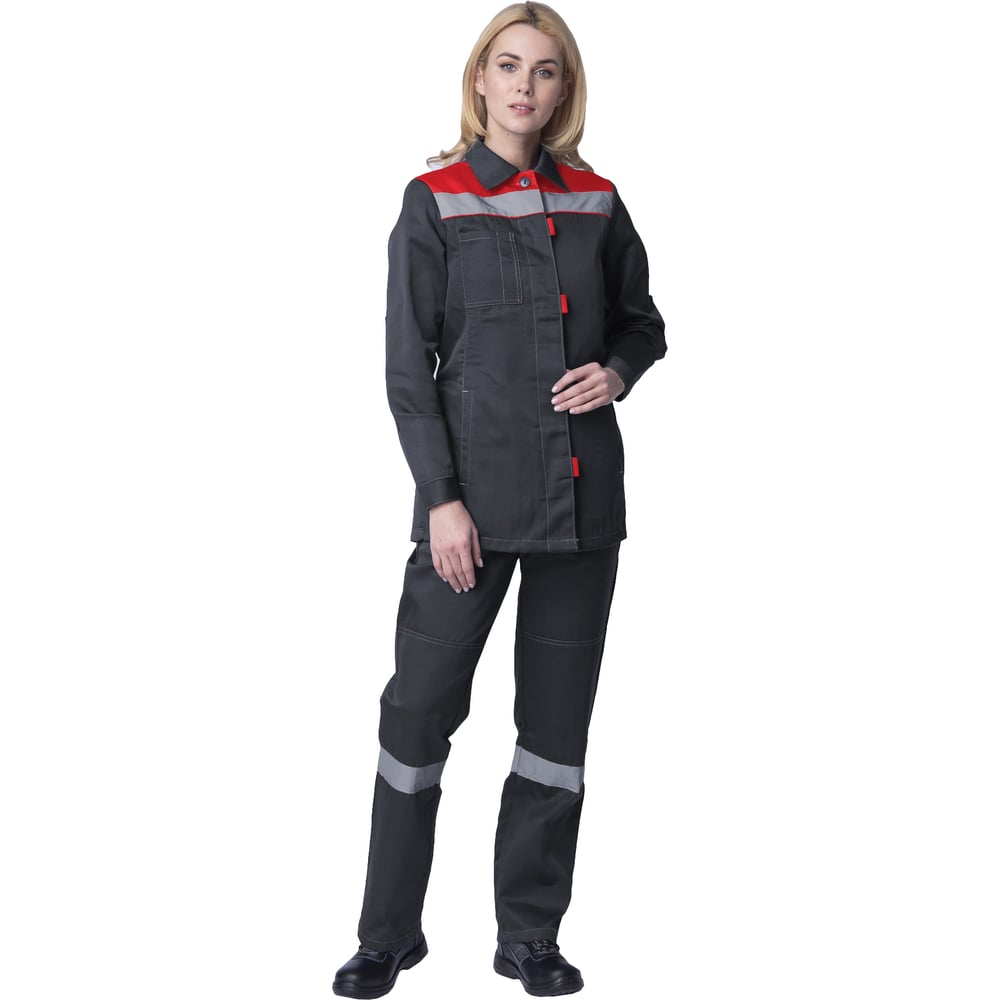 Изображение товара Женский костюм ФАКЕЛ Весна-2 СОП темно-серый/красный 48-50 весенний, водоотталкивающий