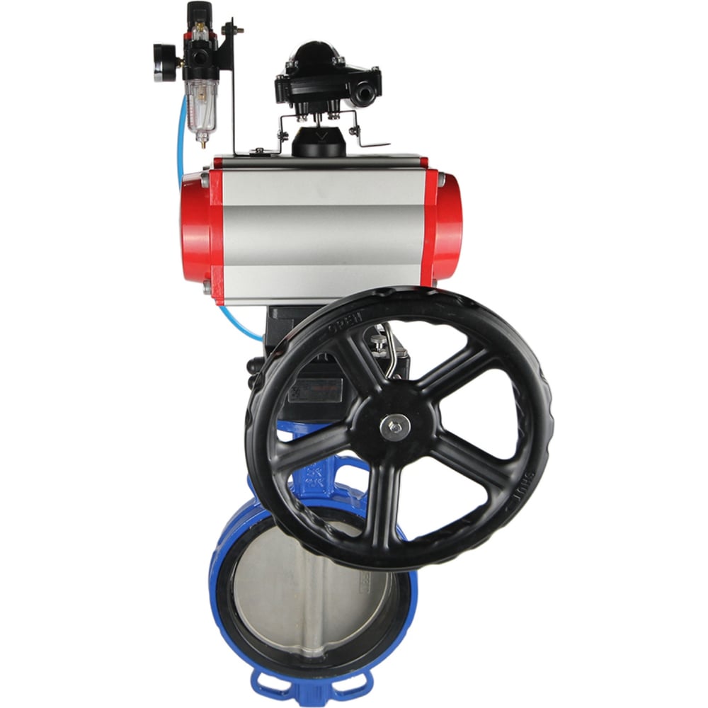 Изображение товара Затвор DN.ru GG25-316L-NBR Ду150 Ру16 с пневмоприводом