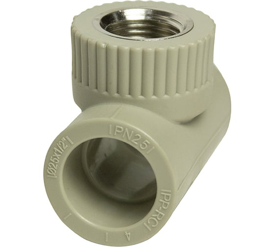 Изображение товара Комбинированный тройник VRT внутренняя 25х1/2х25 EVER plast, серый, Россия 538385