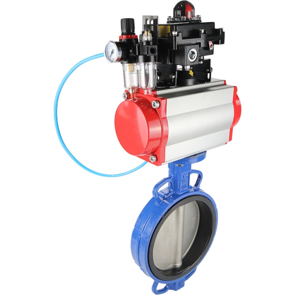 Изображение товара Затвор DN.ru GG25-316L-NBR Ду200 Ру16 с пневмоприводом дисковый профессиональный