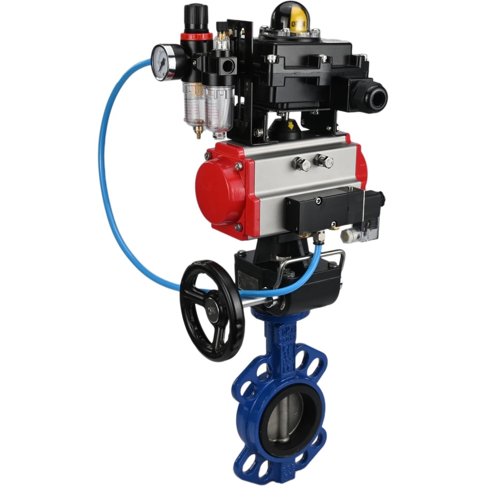 Изображение товара Затвор DN.ru GGG50-GGG40-EPDM Ду80 Ру16 пневмопривод промышленный дисковый