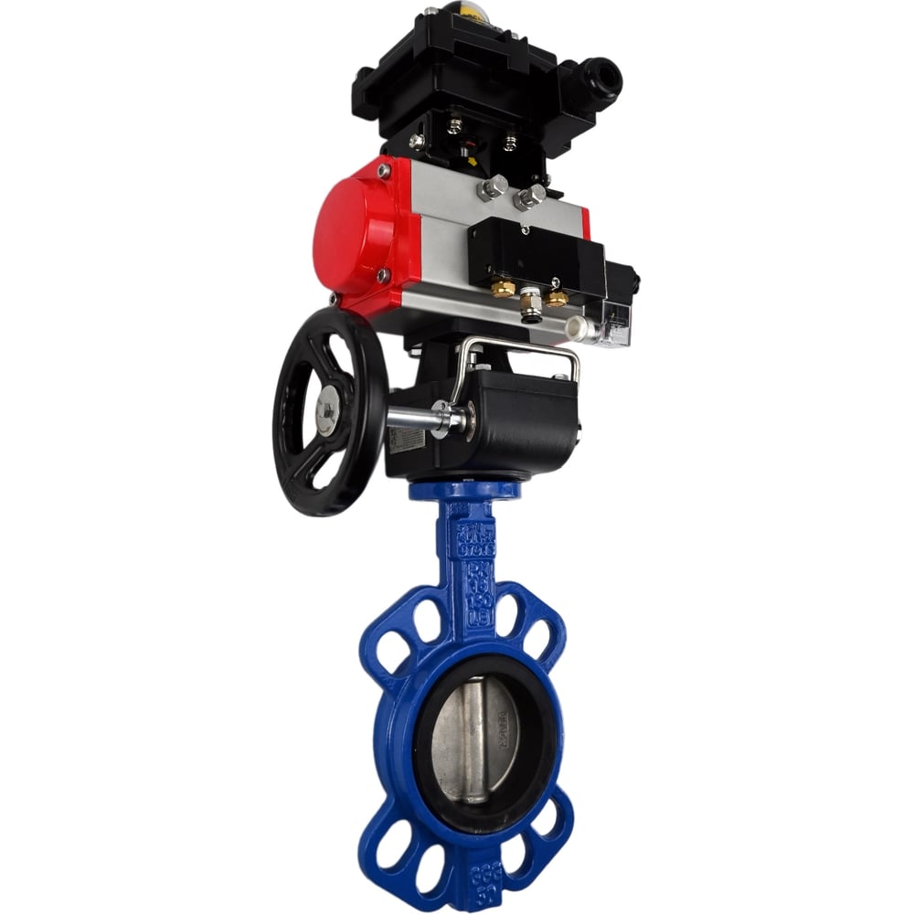 Изображение товара Затвор DN.ru GGG50-GGG40-EPDM Ду80 Ру16 с пневмоприводом, дисковый для промышленности