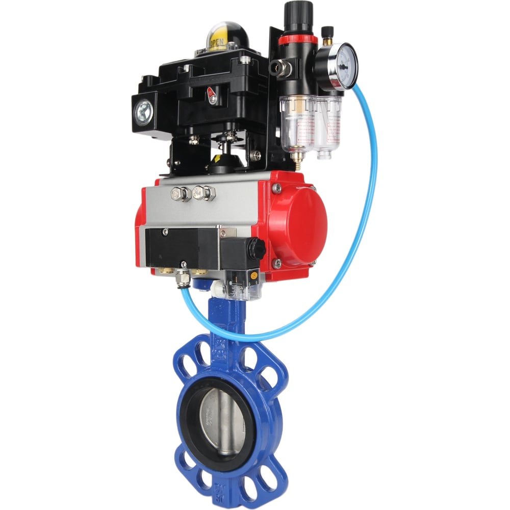 Изображение товара Затвор DN.ru GGG50-GGG40-EPDM Ду80 Ру16 пневмопривод дисковый промышленный