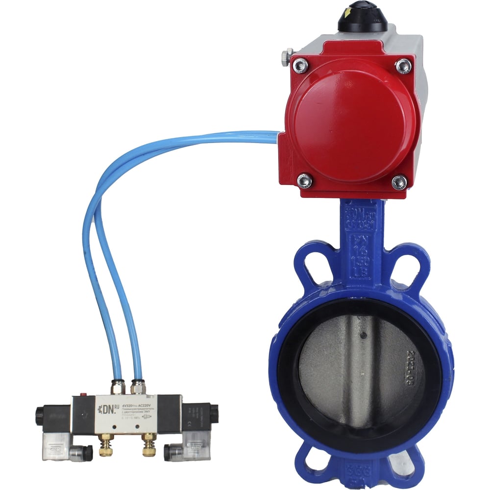 Изображение товара Затвор DN.ru дисковый GGG50-GGG40-EPDM Ду80 Ру16 с пневмоприводом