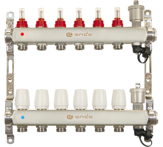 Изображение товара Коллекторная группа ONDO нержавеющая сталь, 6 выходов, в сборе OKGSET06A