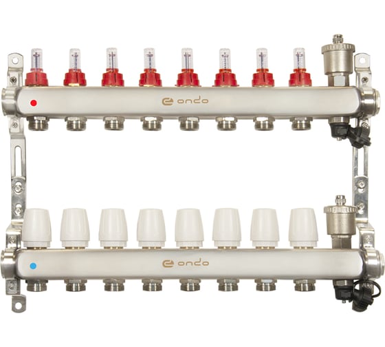 Изображение товара Коллекторная группа ONDO нержавеющая сталь, 8 выходов, в сборе OKGSET08A