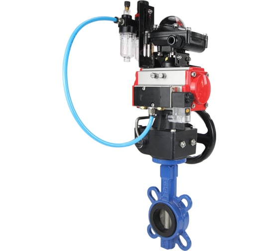 Изображение товара Затвор DN.ru GGG50-316L-EPDM Ду100 Ру16 с пневмоприводом, пневмораспределителем, БПВ, БКВ, дублером D050-10621