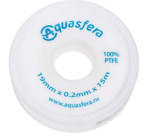 Изображение товара Лента Aquasfera ФУМ катушка 19мм х 0,2мм х 15м PTFE вода 6020 6020-04 008-0548