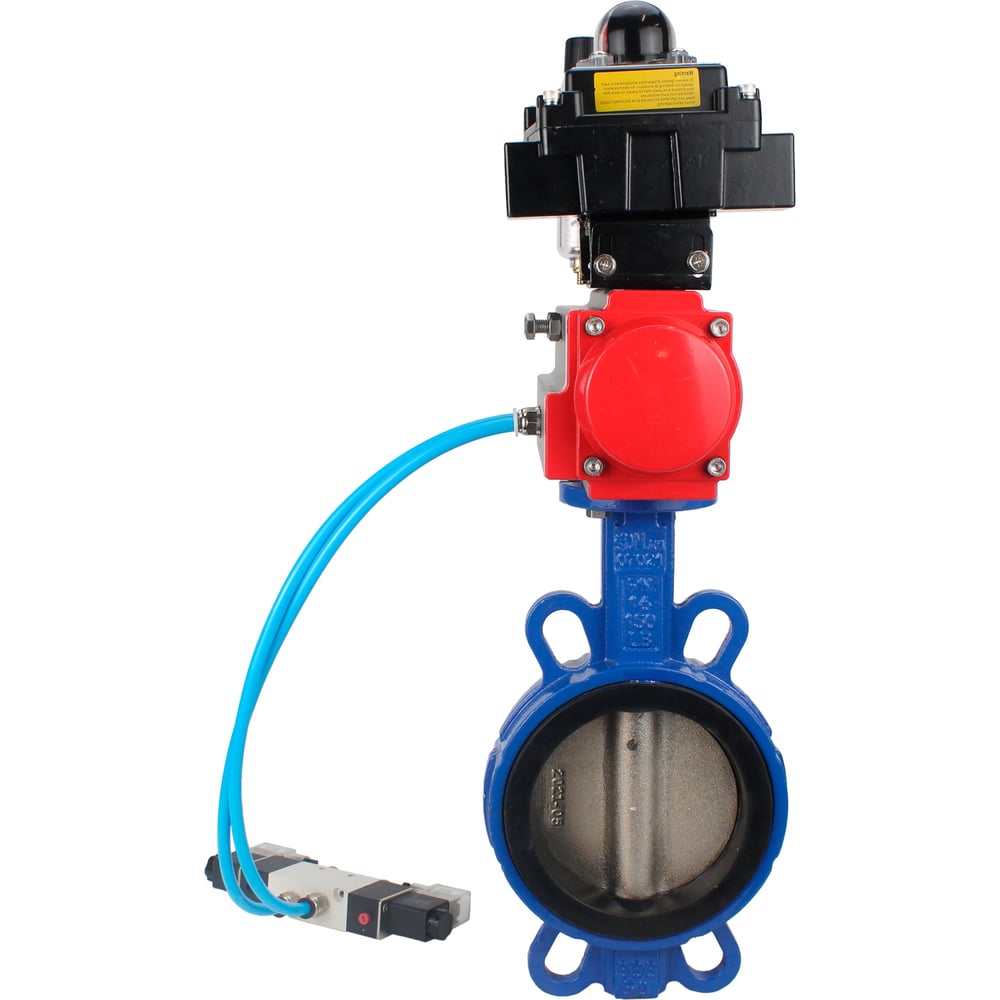 Изображение товара Затвор DN.ru GGG50-GGG40-EPDM Ду100 Ру16 с пневмоприводом дисковый чугун