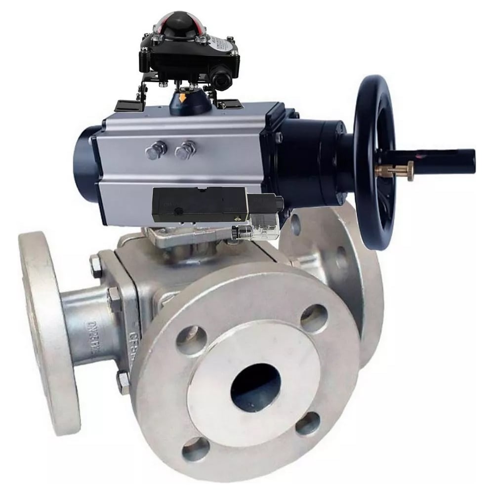 Изображение товара Шаровой кран DN100 316-316-PTFE с пневмоприводом, Ду100, Ру16