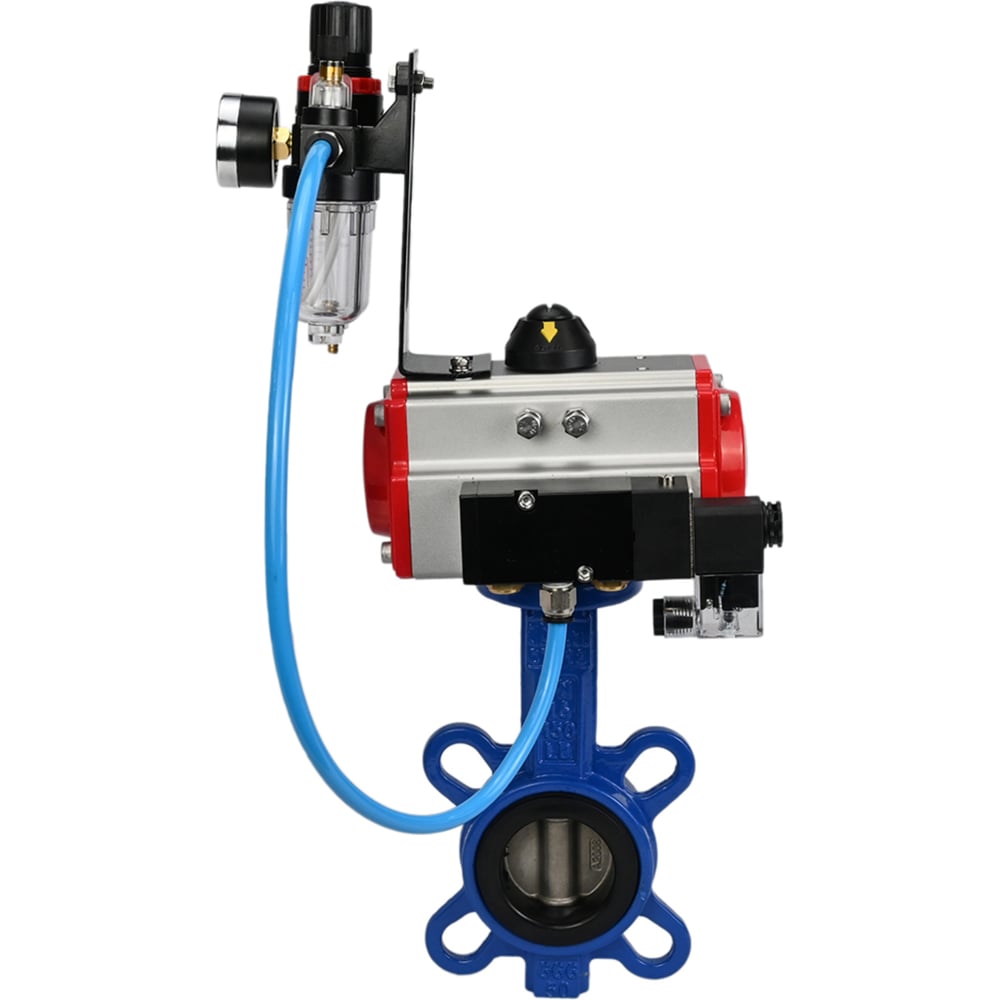 Изображение товара Затвор DN.ru GGG50-316L-EPDM Ду50 Ру16 пневмопривод дисковый чугун