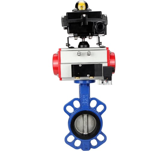 Изображение товара Затвор DN.ru WCB-316L-NBR Ду80 Ру16 с пневмоприводом, пневмораспределителем, БКВ D050-19851