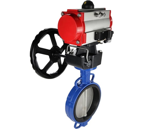 Изображение товара Затвор DN.ru WCB-316L-NBR Ду80 Ру16 с пневмоприводом, пневмораспределителем, дублером D050-19843