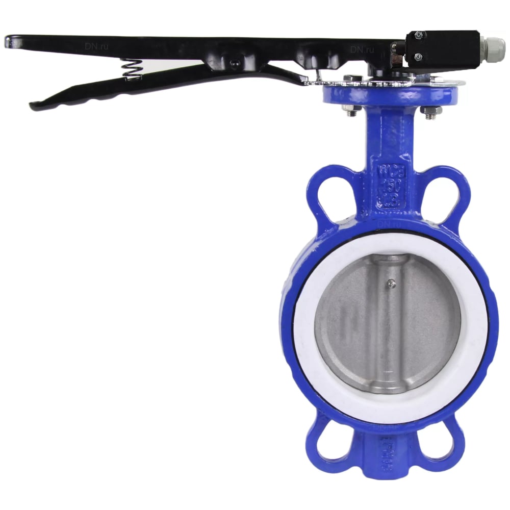 Изображение товара Затвор DN.ru WCB-316L-PTFE Ду125 Ру16 с рукояткой и датчиками