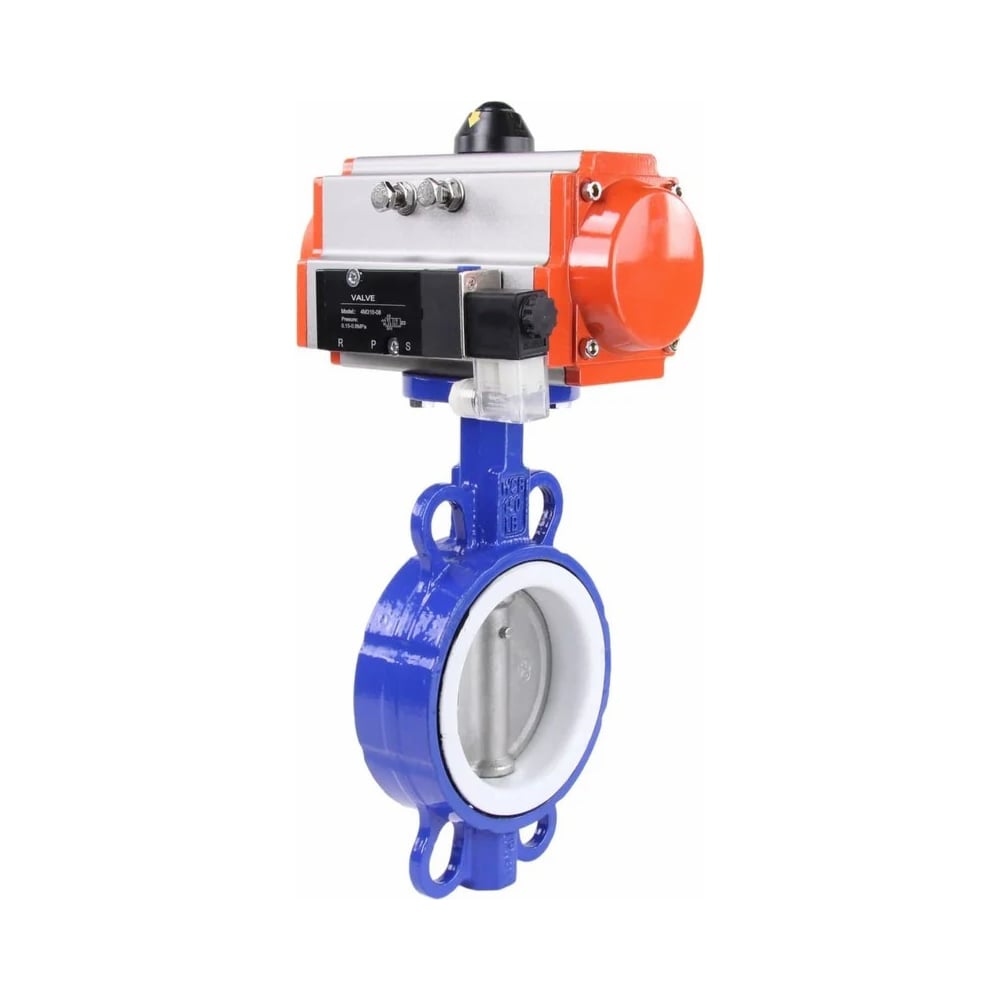 Изображение товара Затвор DN.ru WCB-316L-PTFE Ду125 Ру16 с пневмоприводом