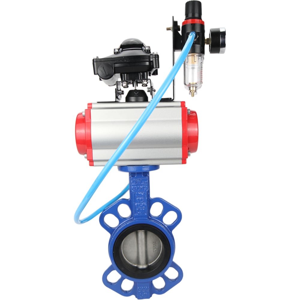 Изображение товара Затвор DN.ru GGG50-316L-EPDM Ду80 Ру16 с пневмоприводом для промышленности