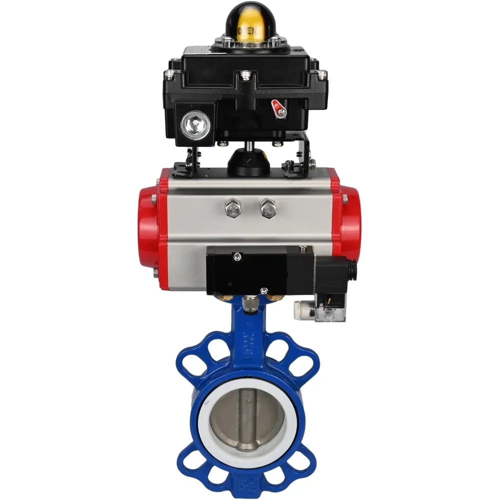 Изображение товара Затвор DN.ru WCB-316L-PTFE Ду200 Ру16 пневмопривод дисковый