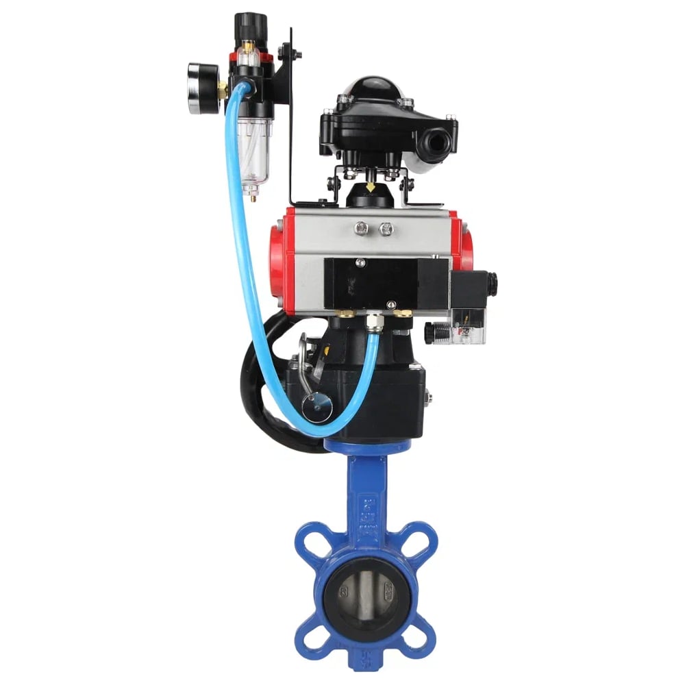 Изображение товара Затвор DN.ru WCB-316L-PTFE Ду40 Ру16 с пневмоприводом