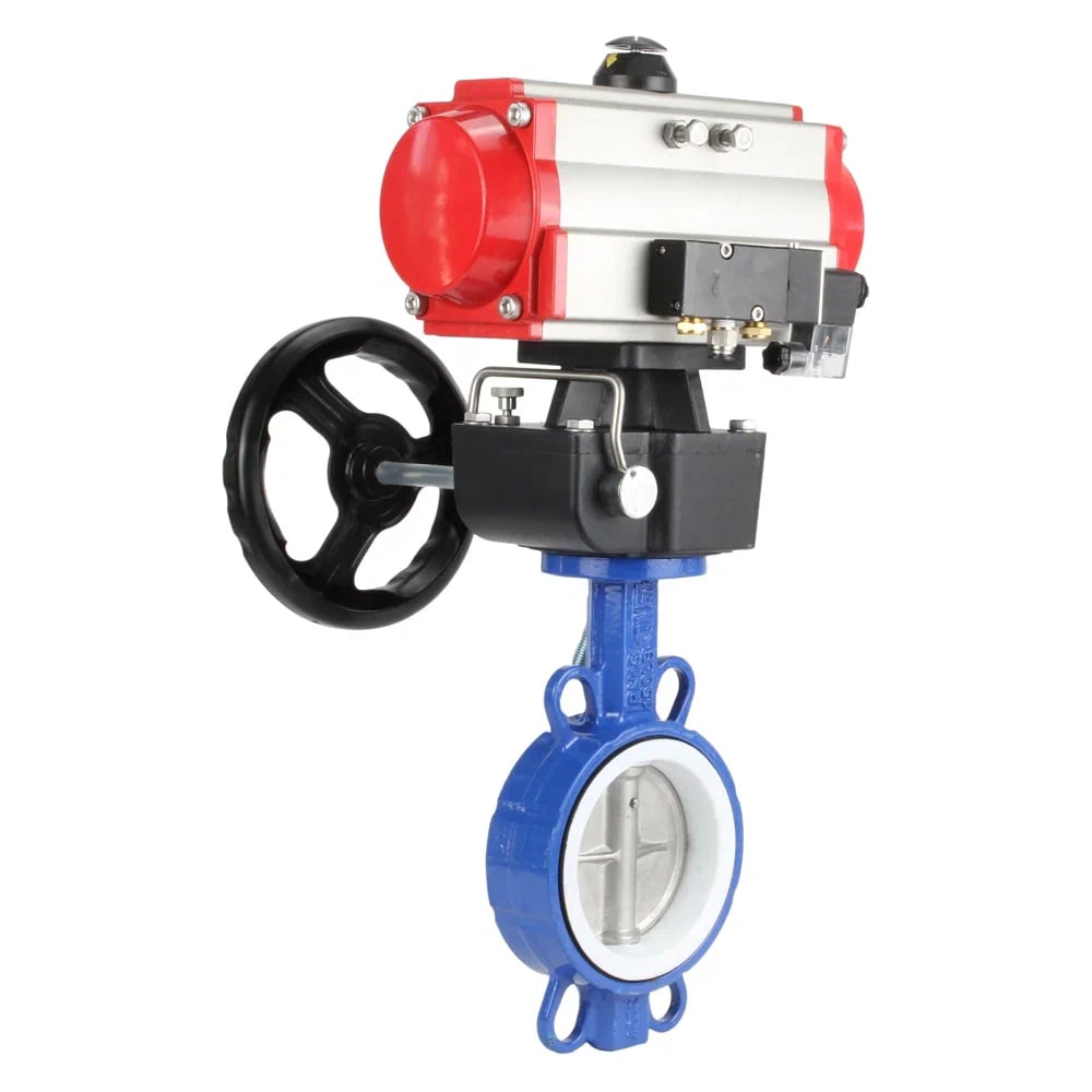 Изображение товара Затвор DN.ru WCB-316L-PTFE Ду300 Ру16 с пневмоприводом