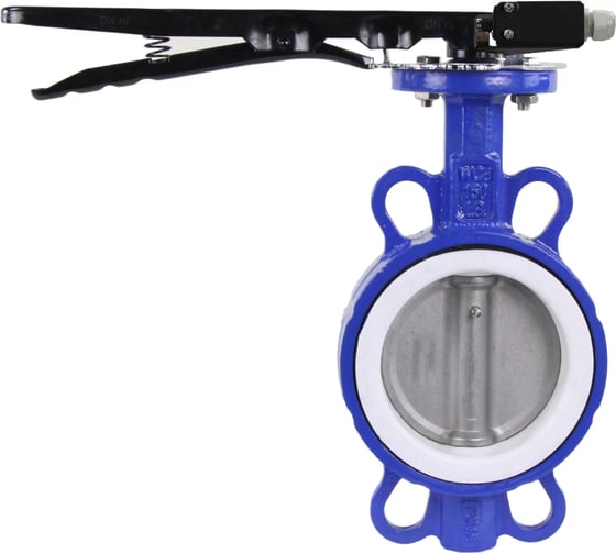 Изображение товара Затвор DN.ru WCB-316L-PTFE Ду40 Ру16 с рукояткой и концевыми датчиками D050-13689