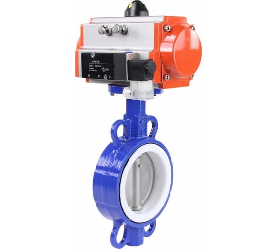 Изображение товара Затвор DN.ru WCB-316L-PTFE Ду50 Ру16 с пневмоприводом, пневмораспределителем D050-19959