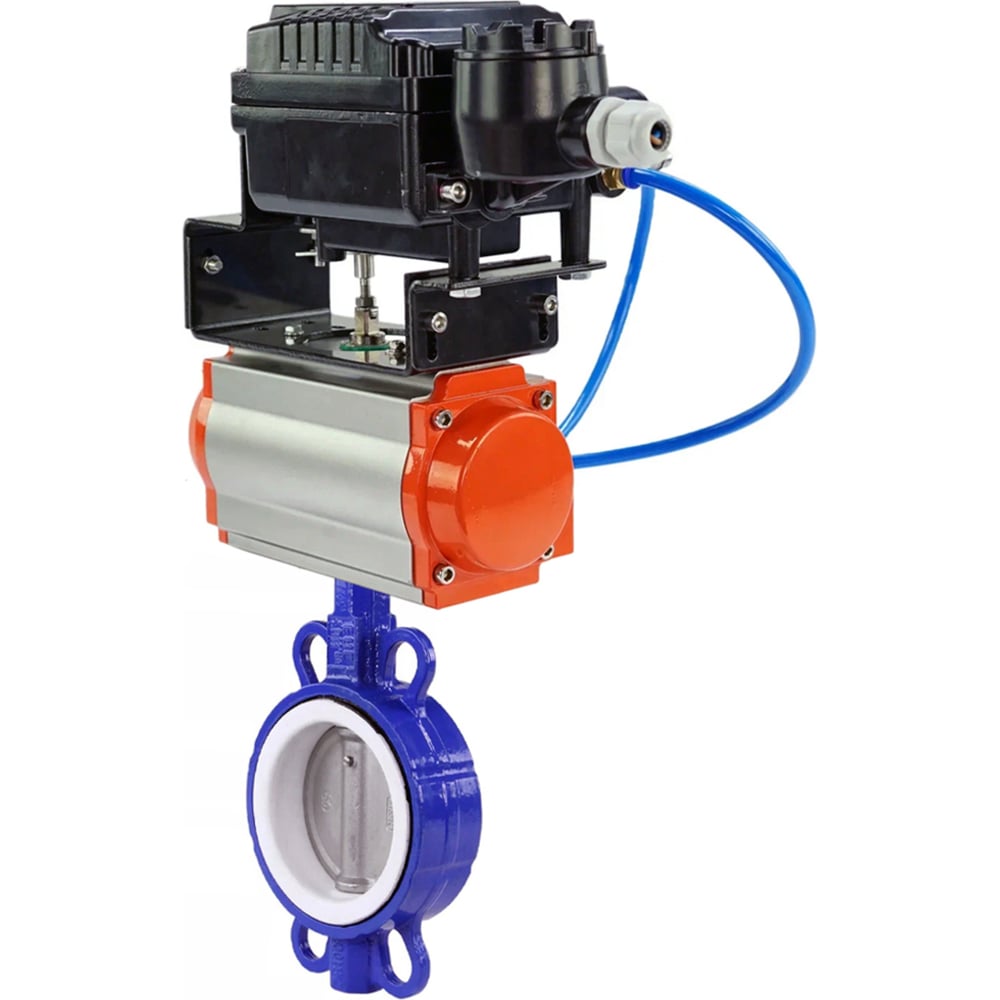 Затвор DN.ru WCB-316L-PTFE Ду50 Ру16 с пневмоприводом, пневмопозиционером D050-09634