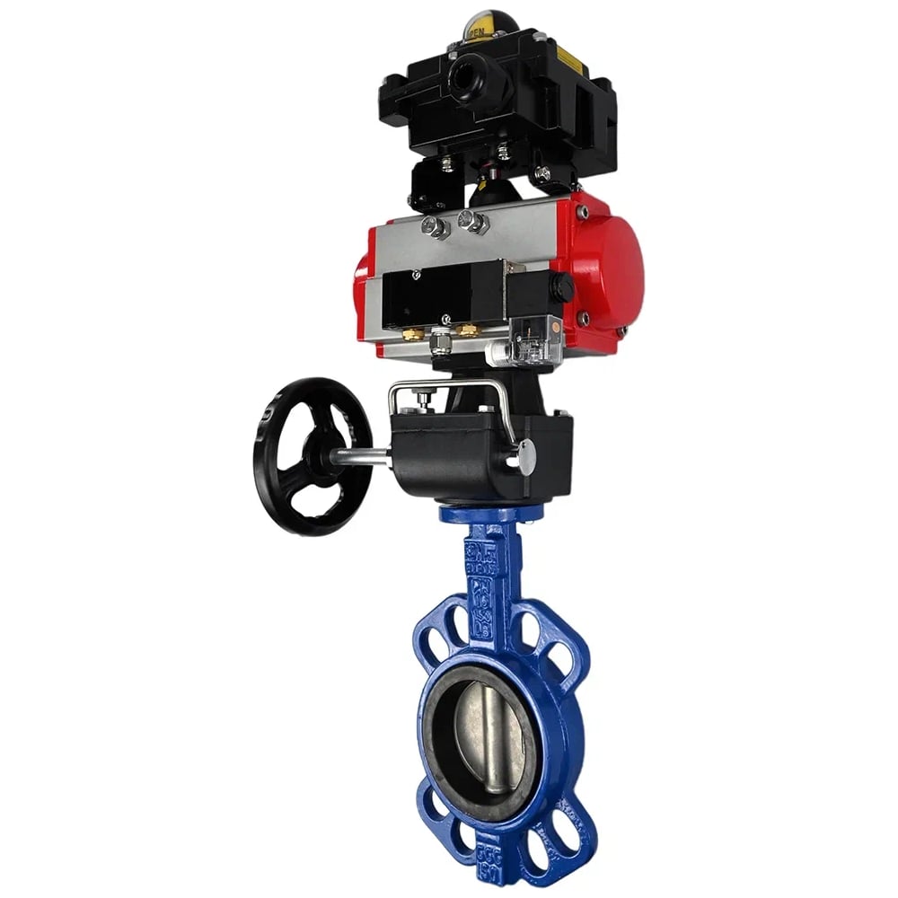 Изображение товара Затвор DN.ru WCB-316L-PTFE Ду50 Ру16 с пневмоприводом