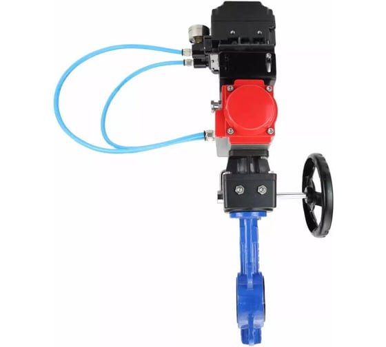 Изображение товара Затвор DN.ru GGG50-316L-EPDM Ду150 Ру16 с пневмоприводом, пневмопозиционером, дублером D050-09974