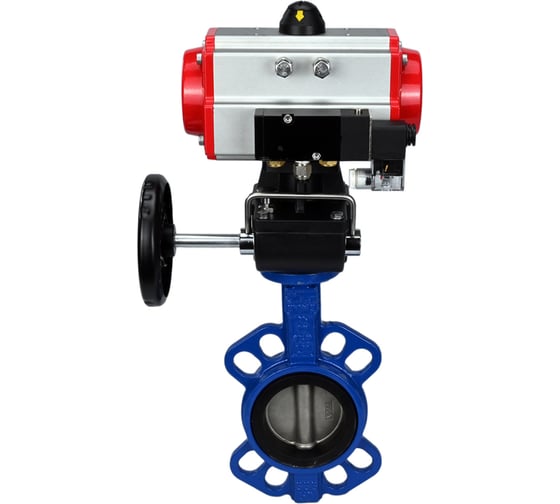 Изображение товара Затвор DN.ru GGG50-316L-EPDM Ду150 Ру16 с пневмоприводом, пневмораспределителем, дублером D050-09904