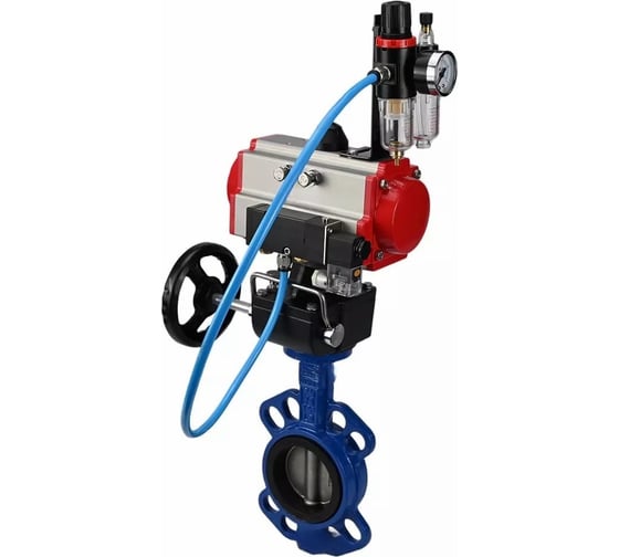 Изображение товара Затвор DN.ru GGG50-316L-EPDM Ду125 Ру16 с пневмоприводом, пневмораспределителем, БПВ, дублером D050-10632