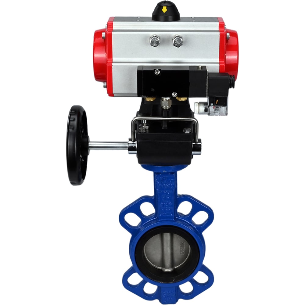 Изображение товара Затвор DN.ru GGG50-316L-EPDM Ду125 Ру16 с пневмоприводом и распредедом