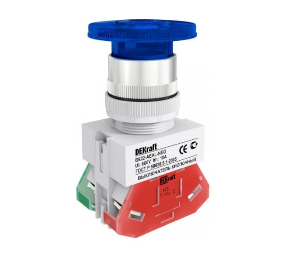 Изображение товара Кнопочный выключатель Dekraft ВК22-AEAL-BLU-NEO 25036DEK