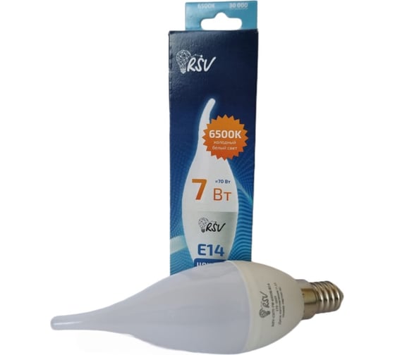 Изображение товара Светодиодная лампа RSV RSV-C37T-7W-6500K-E14 свеча на ветру 100249