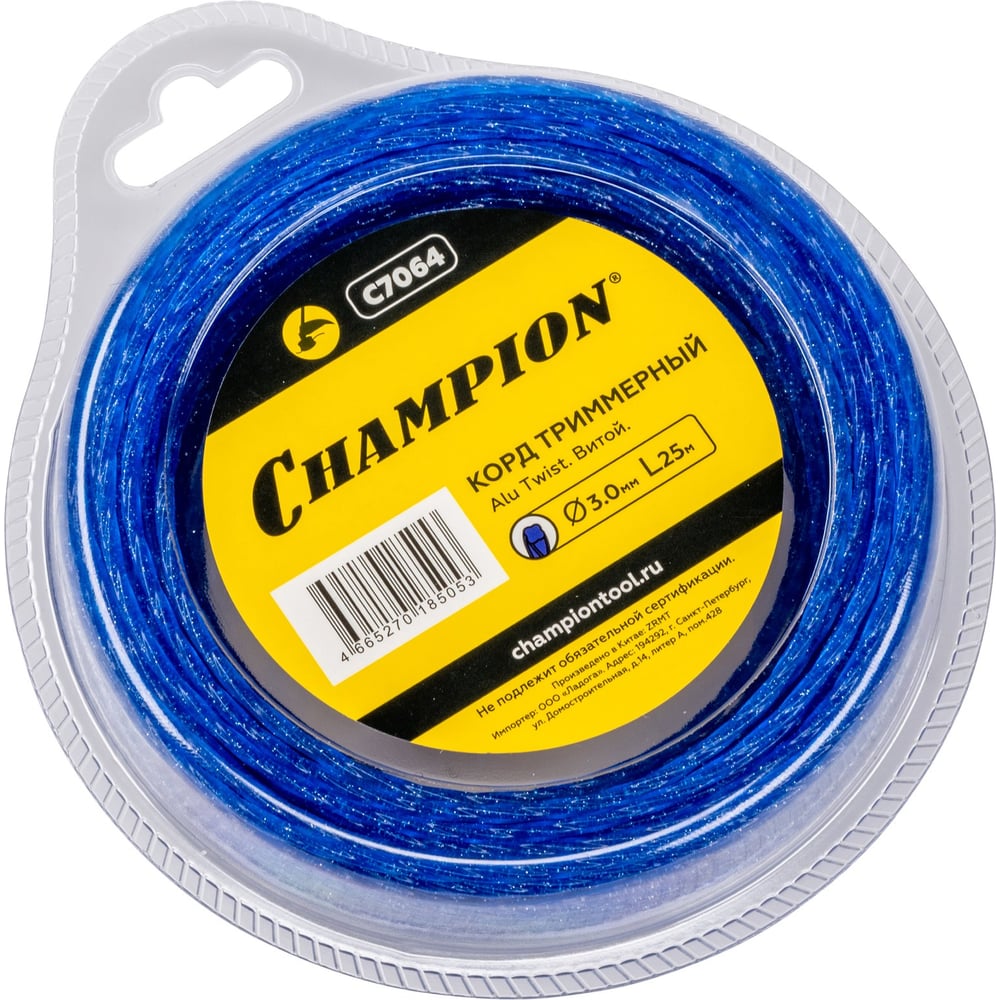 Изображение товара Корд триммерный Alu Twist (3.0 мм; 25 м; витой) CHAMPION C7064 Изображение товара Корд триммерный Alu Twist (3.0 мм; 25 м; витой) CHAMPION C7064