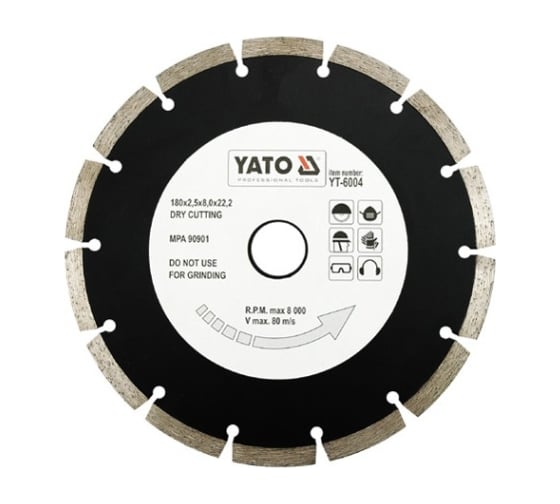 Изображение товара Диск отрезной алмазный 180х22.2 мм YATO YT-6004
