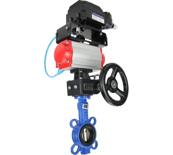 Изображение товара Затвор DN.ru WCB-316L-VITON Ду50 Ру16 с пневмоприводом, пневмопозиционером, дублером D050-09197