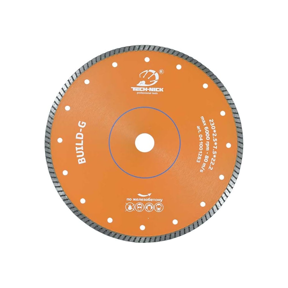 Турбо диск по железобетону TECH-NICK алмазный диск по железобетону diam 000504 диаметр 400 мм толщина 3 мм посадочный 25 4 мм вес 2 6 кг