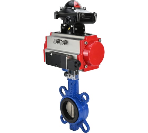 Изображение товара Затвор DN.ru GGG50-316L-EPDM Ду300 Ру16 с пневмоприводом, пневмораспределителем, БКВ D050-10148