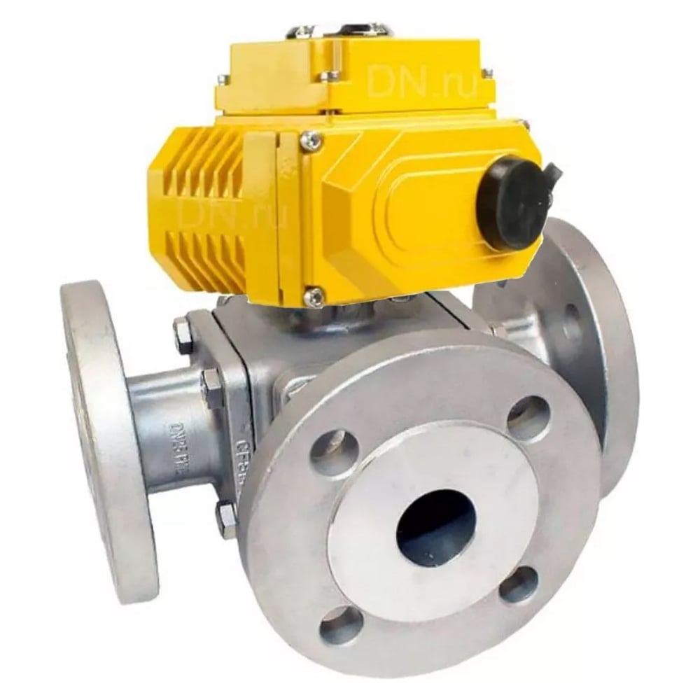 Изображение товара Кран шаровой регулирующий DN.ru 316-316-PTFE 16 Ду100 с электроприводом T-тип