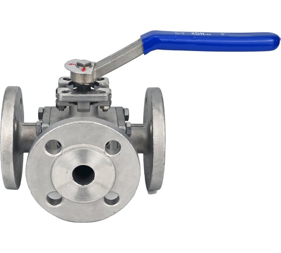 Изображение товара Шаровой полнопроходной кран DN.ru 316-316-PTFE-16 3-ходовой Т-тип Ду20 Ру16 с ISO-фланцем D160-28038