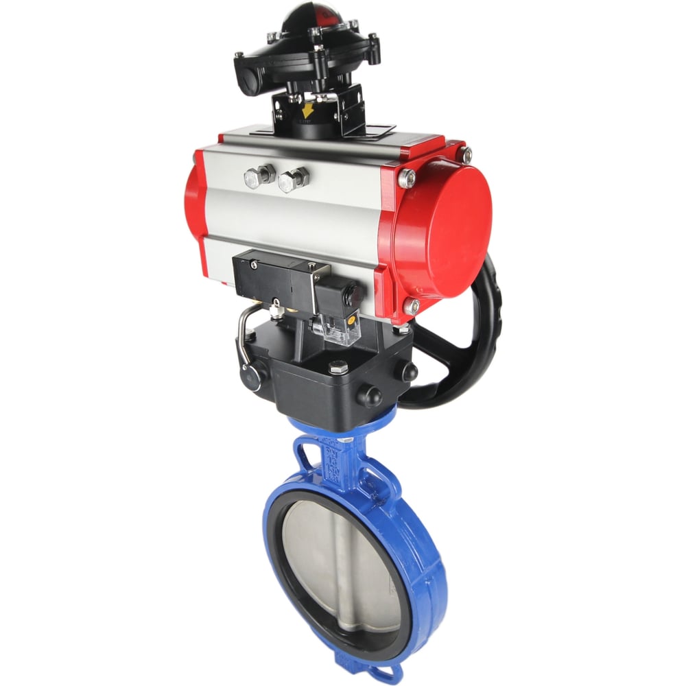 Изображение товара Затвор DN.ru GGG50-GGG40-EPDM Ду150 Ру16 с пневмоприводом и БКВ