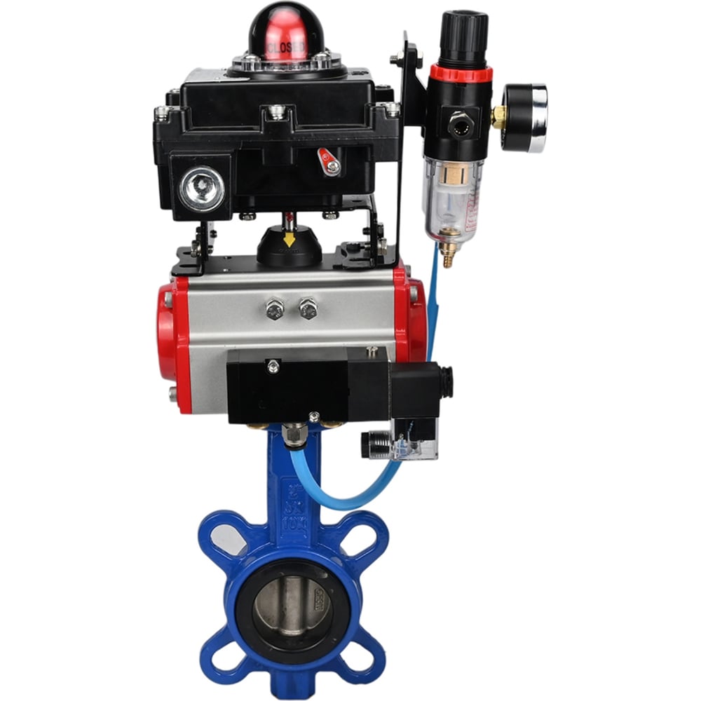 Изображение товара Затвор DN.ru GG25-316L-NBR Ду65 Ру16 с пневмоприводом